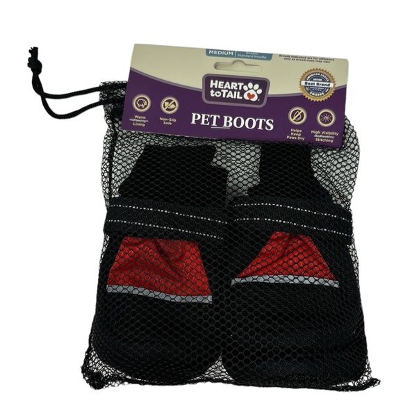 Pet Boots Heart To Tail MEDIUM Dog Non-Slip Reflective Warm Lining Keep Paws Dry - Picture 1 of 2